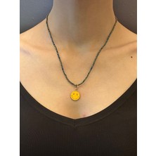 Gönülden Tasarım Çelik Gülen Surat Uçlu Boncuklu Kadın Kolye