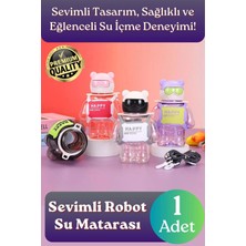 Svein #matara Kaliteli Bpa Içermez Pipetli Askılı Çocuk Okul 3D Desenli Sevimli Robot Şeklinde Su Matarası