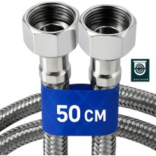 DESIPHON 50 cm Paslanmaz Çelik Örgülü Flex Hortum – 3/8"x3/8" Klozet & Taharet Musluğu Bağlantı Hortumu