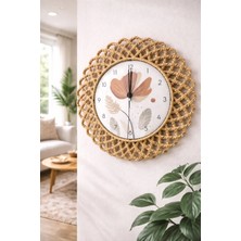 Home İnn Bohem Hasır Çerçeveli Duvar Saati – Modern Görünümlü Dekoratif Salon Saati – 43 cm