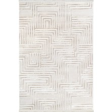 Halı Sepeti Duru Serisi 1346A Bej-Krem Modern Desenli Makine Halısı Yumuşak Dokulu Hav Salon Halısı