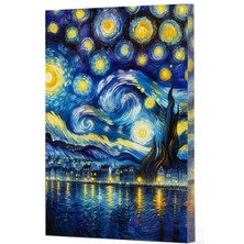 Van Gogh 7 - Yıldızlı Gece Çizgili Yan Boyamalı Defter