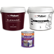 Polisan 17,5 kg / 12,5 Lt Elegans Silinebilir Iç Cephe Duvar Boyası + 17,5 kg Polisan Tavan Ultra Tavan Boyası+ 2,5kg Polisan Nem Rutubet Boyası