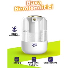 7go 7g-Uhd1 Ultrasonik Çift Çıkışlı Hava Nemlendirici | 2l Su Kapasiteli, Usb-C, LED Işıklı, Sessiz Nano Buhar Teknolojisi