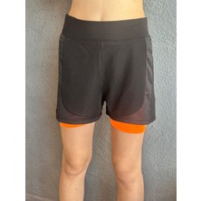 Gönülden Tasarım Iki Katmanlı Kadın Şort Spor Şort