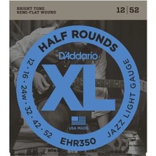 D'addario EHR350 Elektro Gitar Tel Seti 12-52 Half Rounds Jazz Lite