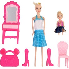 Oydaş Oyuncak Oydaş Anlily Barbie Temalı Bebek ve Makyaj Masası Seti Renkli Desenli Oyun Seti