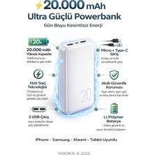 vooka 20.000 Mah Ultra Güçlü Powerbank – Hızlı Şarj ve Gün Boyu Kesintisiz Enerji