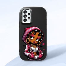 HONTINGA Samsung Galaxy A52S ile Uyumlu Kılıfı Kamera Korumalı Düşüme Önleyici Basitlik Siyah Yumuşak Silikon Telefon Kılıfı Güzel Kadın Desenli K4-0236