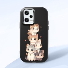 HONTINGA Poco X5 Pro 5g ile Uyumlu Kılıfı Kamera Korumalı Düşüme Önleyici Basitlik Siyah Yumuşak Silikon Telefon Kılıfı Şirin Kedi Desenli K4-0250