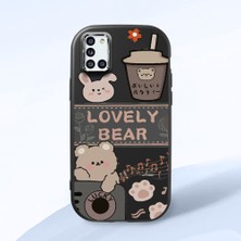 HONTINGA Samsung Galaxy A31 ile Uyumlu Kılıfı Kamera Korumalı Düşüme Önleyici Basitlik Siyah Yumuşak Silikon Telefon Kılıfı Şirin Ayı Desenli K4-0246