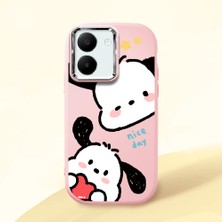 HONTINGA Vivo Y36 ile Uyumlu Kılıfı Kamera Korumalı Düşüme Önleyici Basitlik Pembe Yumuşak Silikon Telefon Kılıfı Karikatür Desenli K4-0255