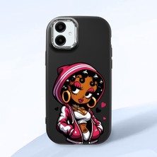 HONTINGA Samsung Galaxy A06 ile Uyumlu Kılıfı Kamera Korumalı Düşüme Önleyici Basitlik Siyah Yumuşak Silikon Telefon Kılıfı Güzel Kadın Desenli K4-0236