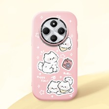 HONTINGA Redmi 14C ile Uyumlu Kılıfı Kamera Korumalı Düşüme Önleyici Basitlik Pembe Yumuşak Silikon Telefon Kılıfı Kedi Desenli K4-0254