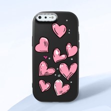 HONTINGA iPhone 8 Plus ile Uyumlu Kılıfı Kamera Korumalı Düşüme Önleyici Basitlik Siyah Yumuşak Silikon Telefon Kılıfı Kalp Desenli K4-0231