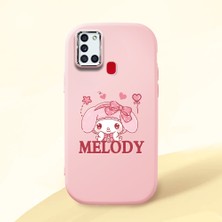 HONTINGA Samsung Galaxy A21S ile Uyumlu Kılıfı Kamera Korumalı Düşüme Önleyici Basitlik Pembe Yumuşak Silikon Telefon Kılıfı Melody Desenli K4-0258