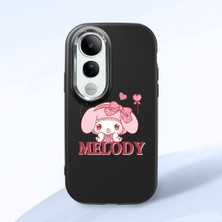 HONTINGA Vivo V50 Lite ile Uyumlu Kılıfı Kamera Korumalı Düşüme Önleyici Basitlik Siyah Yumuşak Silikon Telefon Kılıfı Melody Desenli K4-0258