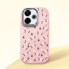 HONTINGA Xiaomi Redmi 13X ile Uyumlu Kılıfı Kamera Korumalı Düşüme Önleyici Basitlik Pembe Yumuşak Silikon Telefon Kılıfı Çiçek Desenli K4-0234