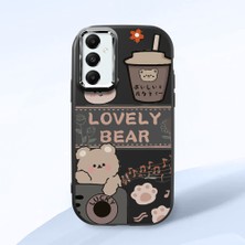 HONTINGA Samsung Galaxy A05S ile Uyumlu Kılıfı Kamera Korumalı Düşüme Önleyici Basitlik Siyah Yumuşak Silikon Telefon Kılıfı Şirin Ayı Desenli K4-0246