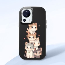 HONTINGA Xiaomi Mi 13 Lite ile Uyumlu Kılıfı Kamera Korumalı Düşüme Önleyici Basitlik Siyah Yumuşak Silikon Telefon Kılıfı Şirin Kedi Desenli K4-0250