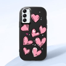 HONTINGA Samsung Galaxy A14 ile Uyumlu Kılıfı Kamera Korumalı Düşüme Önleyici Basitlik Siyah Yumuşak Silikon Telefon Kılıfı Kalp Desenli K4-0231