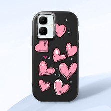 HONTINGA Infinix Smart 10 ile Uyumlu Kılıfı Kamera Korumalı Düşüme Önleyici Basitlik Siyah Yumuşak Silikon Telefon Kılıfı Kalp Desenli K4-0231