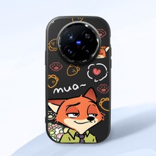 HONTINGA Vivo X200 Pro ile Uyumlu Kılıfı Kamera Korumalı Düşüme Önleyici Basitlik Siyah Yumuşak Silikon Telefon Kılıfı Tilki Desenli K4-0257