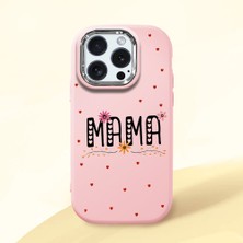 HONTINGA iPhone 15 Pro ile Uyumlu Kılıfı Kamera Korumalı Düşüme Önleyici Basitlik Pembe Yumuşak Silikon Telefon Kılıfı Mama Desenli K4-0241