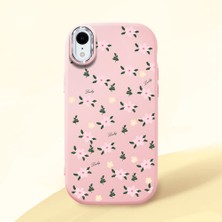 HONTINGA iPhone Xr ile Uyumlu Kılıfı Kamera Korumalı Düşüme Önleyici Basitlik Pembe Yumuşak Silikon Telefon Kılıfı Çiçek Desenli K4-0234