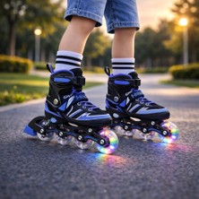 Nunu Işıklı Paten 4 Teker Ayarlanabilir Inline Paten – LED Tekerlekli, Frenli, Çocuk ve Genç
