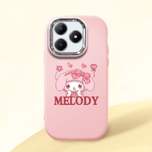 HONTINGA Realme C61 ile Uyumlu Kılıfı Kamera Korumalı Düşüme Önleyici Basitlik Pembe Yumuşak Silikon Telefon Kılıfı Melody Desenli K4-0258