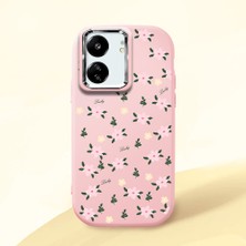 HONTINGA Poco C65 ile Uyumlu Kılıfı Kamera Korumalı Düşüme Önleyici Basitlik Pembe Yumuşak Silikon Telefon Kılıfı Çiçek Desenli K4-0234