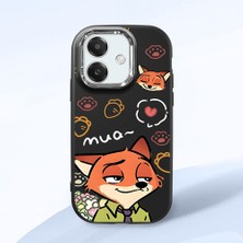 HONTINGA Oppo A3X 4g ile Uyumlu Kılıfı Kamera Korumalı Düşüme Önleyici Basitlik Siyah Yumuşak Silikon Telefon Kılıfı Tilki Desenli K4-0257