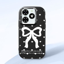 HONTINGA Infinix Smart 8 ile Uyumlu Kılıfı Kamera Korumalı Düşüme Önleyici Basitlik Siyah Yumuşak Silikon Telefon Kılıfı Fiyonk Desenli K4-0229