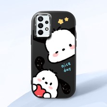 HONTINGA Samsung Galaxy A32 ile Uyumlu Kılıfı Kamera Korumalı Düşüme Önleyici Basitlik Siyah Yumuşak Silikon Telefon Kılıfı Karikatür Desenli K4-0255