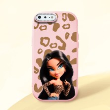 HONTINGA iPhone 7 Plus ile Uyumlu Kılıfı Kamera Korumalı Düşüme Önleyici Basitlik Pembe Yumuşak Silikon Telefon Kılıfı Güzel Kadın Desenli K4-0237