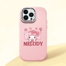 HONTINGA iPhone 13 Pro ile Uyumlu Kılıfı Kamera Korumalı Düşüme Önleyici Basitlik Pembe Yumuşak Silikon Telefon Kılıfı Melody Desenli K4-0258