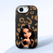 HONTINGA iPhone 16E ile Uyumlu Kılıfı Kamera Korumalı Düşüme Önleyici Basitlik Siyah Yumuşak Silikon Telefon Kılıfı Güzel Kadın Desenli K4-0237