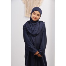 Defka Kız Çocuk Fermuarlı ve Kendinden Başörtülü Namaz Elbisesi