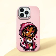 HONTINGA iPhone 14 Pro ile Uyumlu Kılıfı Kamera Korumalı Düşüme Önleyici Basitlik Pembe Yumuşak Silikon Telefon Kılıfı Güzel Kadın Desenli K4-0236