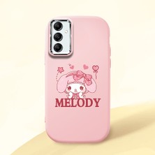 HONTINGA Samsung Galaxy A14 ile Uyumlu Kılıfı Kamera Korumalı Düşüme Önleyici Basitlik Pembe Yumuşak Silikon Telefon Kılıfı Melody Desenli K4-0258