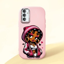 HONTINGA Samsung Galaxy M23 ile Uyumlu Kılıfı Kamera Korumalı Düşüme Önleyici Basitlik Pembe Yumuşak Silikon Telefon Kılıfı Güzel Kadın Desenli K4-0236
