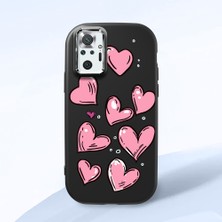 HONTINGA Xiaomi Redmi Note 10 Pro ile Uyumlu Kılıfı Kamera Korumalı Düşüme Önleyici Basitlik Siyah Yumuşak Silikon Telefon Kılıfı Kalp Desenli K4-0231