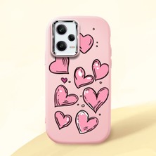 HONTINGA Redmi Note 12 Pro 5g ile Uyumlu Kılıfı Kamera Korumalı Düşüme Önleyici Basitlik Pembe Yumuşak Silikon Telefon Kılıfı Kalp Desenli K4-0231