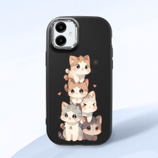 HONTINGA Samsung Galaxy A06 ile Uyumlu Kılıfı Kamera Korumalı Düşüme Önleyici Basitlik Siyah Yumuşak Silikon Telefon Kılıfı Şirin Kedi Desenli K4-0250