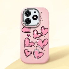 HONTINGA Tecno Spark 10 Pro ile Uyumlu Kılıfı Kamera Korumalı Düşüme Önleyici Basitlik Pembe Yumuşak Silikon Telefon Kılıfı Kalp Desenli K4-0231