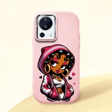 HONTINGA Xiaomi Mi 13 Lite ile Uyumlu Kılıfı Kamera Korumalı Düşüme Önleyici Basitlik Pembe Yumuşak Silikon Telefon Kılıfı Güzel Kadın Desenli K4-0236