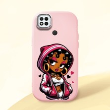HONTINGA Redmi 9c ile Uyumlu Kılıfı Kamera Korumalı Düşüme Önleyici Basitlik Pembe Yumuşak Silikon Telefon Kılıfı Güzel Kadın Desenli K4-0236