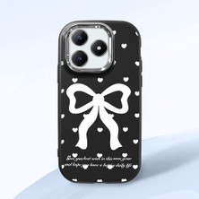 HONTINGA Realme C63 ile Uyumlu Kılıfı Kamera Korumalı Düşüme Önleyici Basitlik Siyah Yumuşak Silikon Telefon Kılıfı Fiyonk Desenli K4-0229