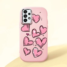 HONTINGA Samsung Galaxy A73 ile Uyumlu Kılıfı Kamera Korumalı Düşüme Önleyici Basitlik Pembe Yumuşak Silikon Telefon Kılıfı Kalp Desenli K4-0231